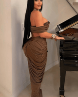 I Dream of Genie Skirt Set (Brown) - Palazzo Couture Online