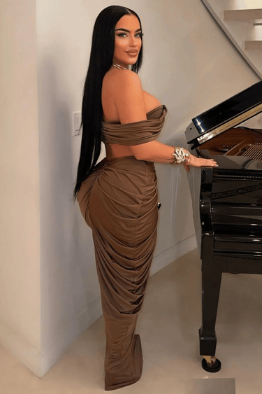 I Dream of Genie Skirt Set (Brown) - Palazzo Couture Online