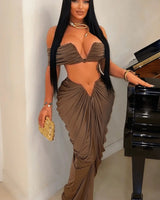 I Dream of Genie Skirt Set (Brown) front view showing complete two piece skirt set