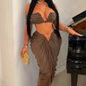I Dream of Genie Skirt Set (Brown) front view showing complete two piece skirt set