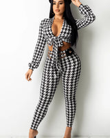 I Said So Pant Set with Houndstooth Print front view showing complete two piece pant set
