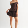 Iconic Hour Pleated Skirt Set - Chocolate front view showing complete two piece skirt set