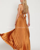 Idalia New Year’s Eve Princess Maxi Dress (Golden Camel) - Palazzo Couture Online