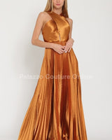 Idalia New Year’s Eve Princess Maxi Dress (Golden Camel) - Palazzo Couture Online