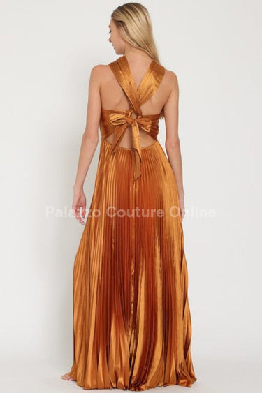 Idalia New Year’s Eve Princess Maxi Dress (Golden Camel) - Palazzo Couture Online