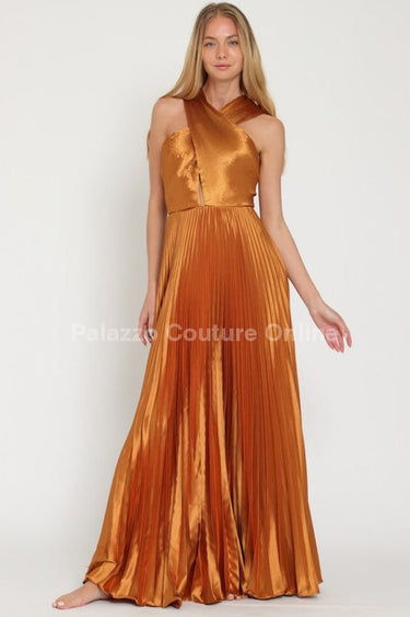 Idalia New Year’s Eve Princess Maxi Dress (Golden Camel) - Palazzo Couture Online