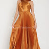 Idalia New Year’s Eve Princess Maxi Dress (Golden Camel) front view showing full-length maxi silhouette