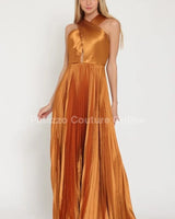 Women's Golden Camel maxi dress from Palazzo Couture designer collection