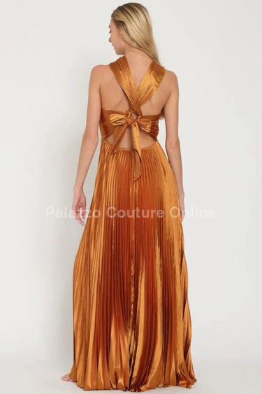 Golden Camel elegant maxi dress perfect for wedding guest and gala events