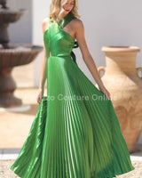 Women's Green maxi dress elegant style back view