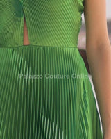 Stunning Green long dress elegant fit styled for formal occasion