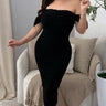 I’m Sexy Ruched Off - The Shoulder Black Midi Dress - Palazzo Couture Online