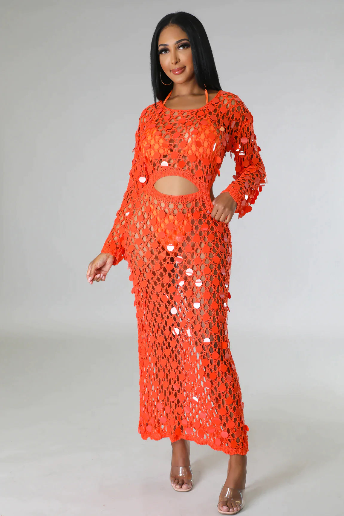 Make You Feel Cover Up Maxi Dress (Orange)