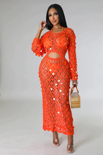 Make You Feel Cover Up Maxi Dress (Orange)