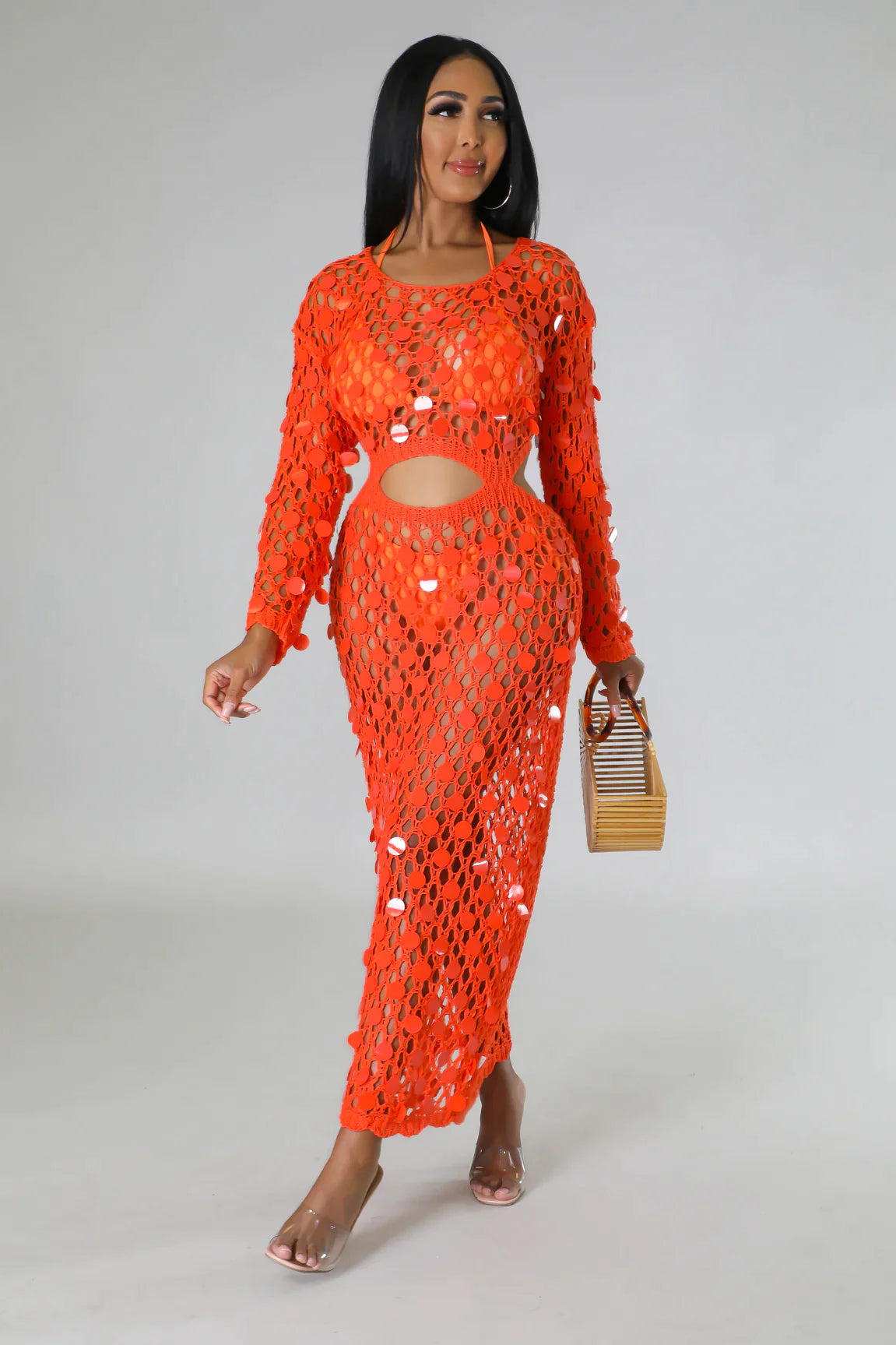 Make You Feel Cover Up Maxi Dress (Orange)