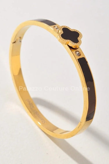 Imagine Clover Gold Bangle Bracelet - trendy women's jewelry