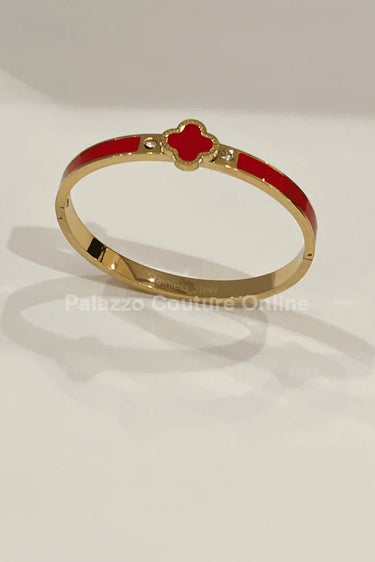 Imagine Clover Gold Bangle Bracelet - women's statement jewelry