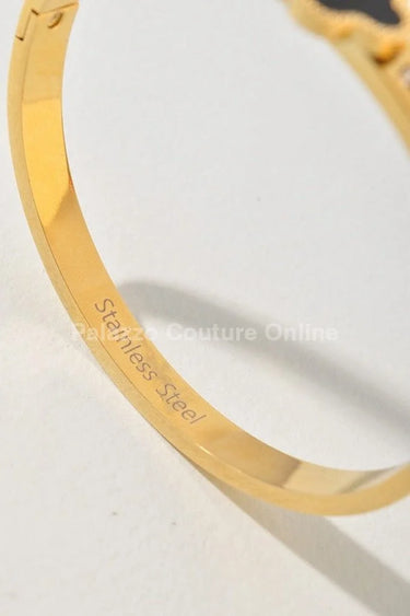 Imagine Clover Gold Bangle Bracelet - women's statement jewelry