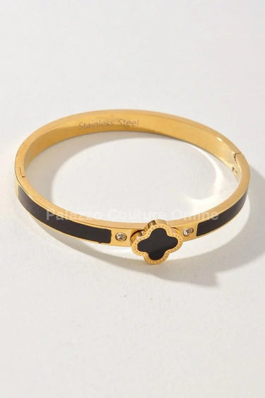 Imagine Clover Gold Bangle Bracelet - elegant piece by Palazzo Couture