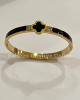 Imagine Clover Gold Bangle Bracelet - bold fashion jewelry for women
