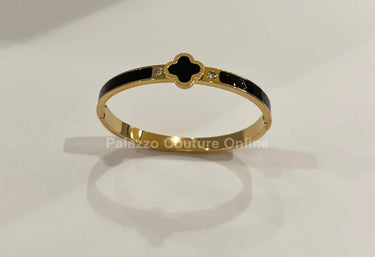 Imagine Clover Gold Bangle Bracelet - bold fashion jewelry for women