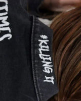 Impossible Cropped Denim Jacket with Graphic Art - women's jacket for every occasion