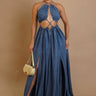 Indigo Allure Cut - Out Maxi Dress - Denim - Palazzo Couture Online