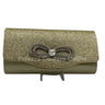 Infinity Glitter Gold Bow Clutch with Rhinestone Accent for women - bag by Palazzo Couture
