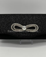 Infinity Glitter Rhinestone Bow Clutch (Black) - Palazzo Couture Online