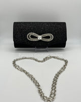 Infinity Glitter Rhinestone Bow Clutch (Black) - Palazzo Couture Online