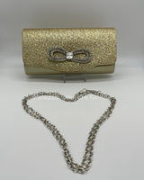 Infinity Glitter Rhinestone Bow Clutch (Gold) - Palazzo Couture Online