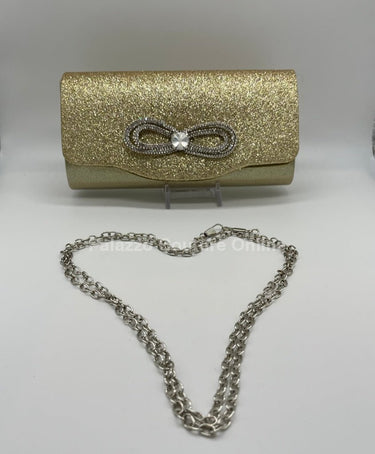 Infinity Glitter Rhinestone Bow Clutch (Gold) - Palazzo Couture Online