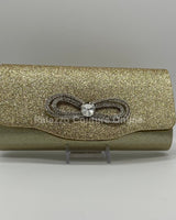 Infinity Glitter Rhinestone Bow Clutch (Gold) - Palazzo Couture Online