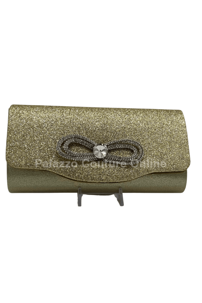 Infinity Glitter Rhinestone Bow Clutch (Gold) Hand Bag