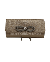Infinity Glitter Rhinestone Bow Clutch (Rose Gold) - Palazzo Couture Online