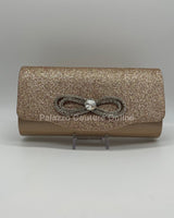 Infinity Glitter Rhinestone Bow Clutch (Rose Gold) - Palazzo Couture Online
