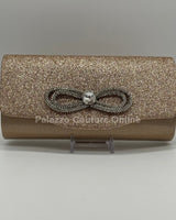 Infinity Glitter Rhinestone Bow Clutch (Rose Gold) - Palazzo Couture Online