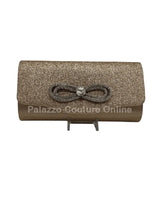 Infinity Glitter Rhinestone Bow Clutch (Rose Gold) for women - bag by Palazzo Couture