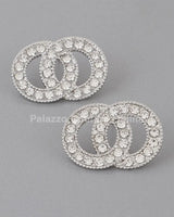 Interlock Jeweled Stud Earrings - women's statement jewelry