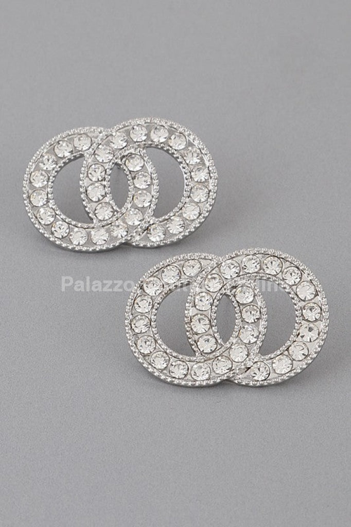 Interlock Jeweled Stud Earrings One Size / Silver