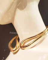 Interwise Gold Metal Necklace with Crossed Rounded Design - women's statement jewelry