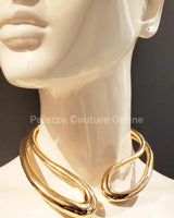 Interwise Gold Metal Necklace with Crossed Rounded Design for women - fashion jewelry by Palazzo Couture