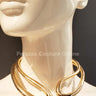 Interwise Gold Metal Necklace with Crossed Rounded Design for women - fashion jewelry by Palazzo Couture
