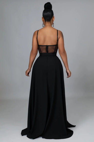 I’m So Into You Black Jumpsuit with Lace and Sheer Bodice Detail - trendy women's jumpsuit