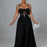 I’m So Into You Black Jumpsuit with Lace and Sheer Bodice Detail for women - stylish jumpsuit by Palazzo Couture