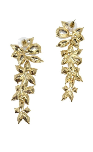 Iridescent Cascade Drop Evening Earrings with layered crystal flowers