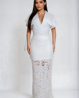 Isla Belle Crochet Maxi Skirt Set - White - Palazzo Couture Online