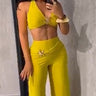 Isla Starfish Halter Pant Set - Chartreuse - Palazzo Couture Online