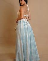 Island Bloom Crochet Maxi Dress – Bluenatural close up detail of crochet design and fabric