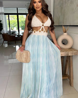 Women's Bluenatural maxi dress from Palazzo Couture designer collection